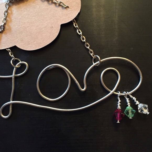 Custom birth stone "Love" necklace - Picture 3 of 3