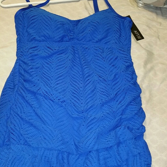 Blue slimming one piece swimsuit
