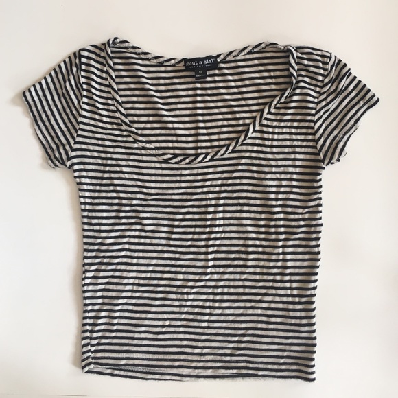 Black and cream striped soft crop top
