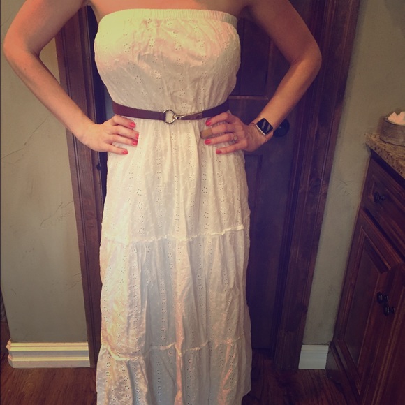 White maxi eyelet dress