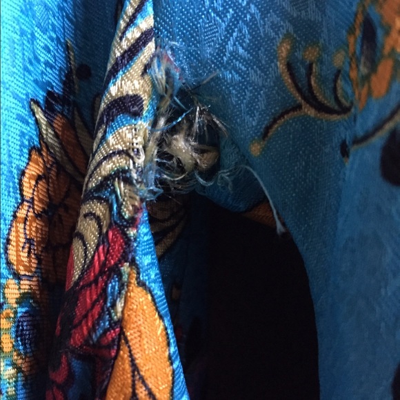 Vintage Japanese Turquoise Kimono Robe S - Picture 3 of 4