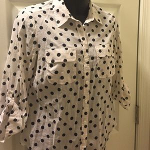 LOFT Petites Button Shirt With 3/4 Sleeves