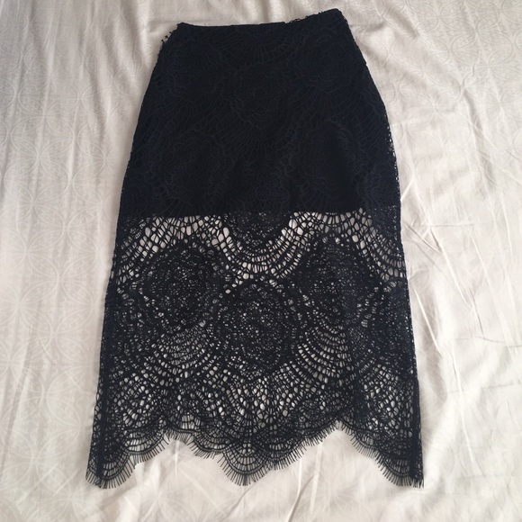 For Love and Lemons Black Lace Skirt