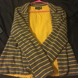 Mustard and gray striped blazer