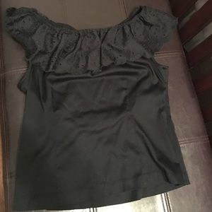 Off the shoulder black top with eyelet detail
