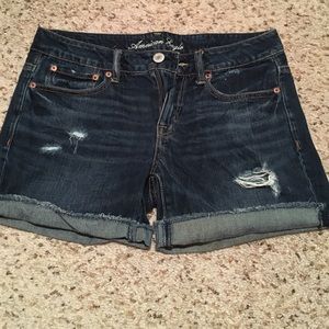 Dark wash American eagle shorts