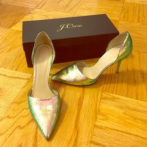 J. Crew Elsie Crackled Foil d'Orsey Pump