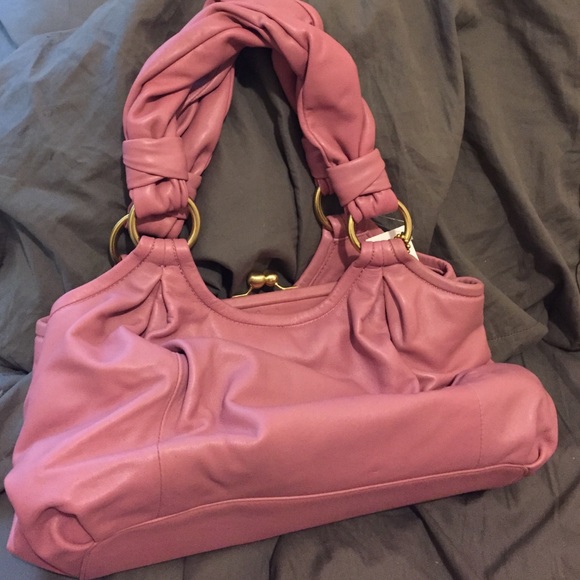 NWT Purple leather Coach purse with gold detail