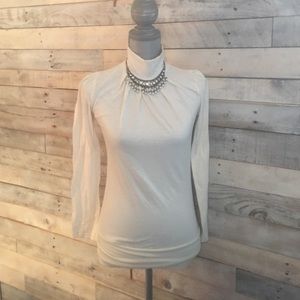 Cream long sleeve turtle neck top