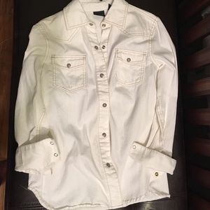 White denim button up