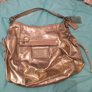 Coach Poppy gold and pink bag