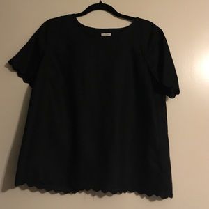 J.Crew Scalloped Embroidered Linen Shirt