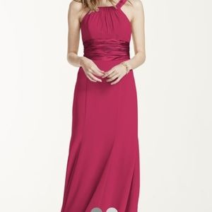 Chiffon and Charmeuse Dress with Ruched Waist