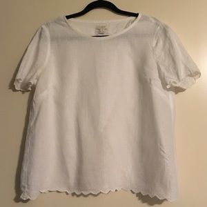J.Crew Scalloped Embroidered Linen Shirt