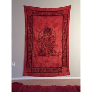 Red Ganesha Tapestry