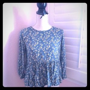 Urban Outfitters olive floral blouse