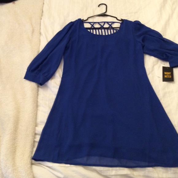 Blue Shift Dress with Strappy Back