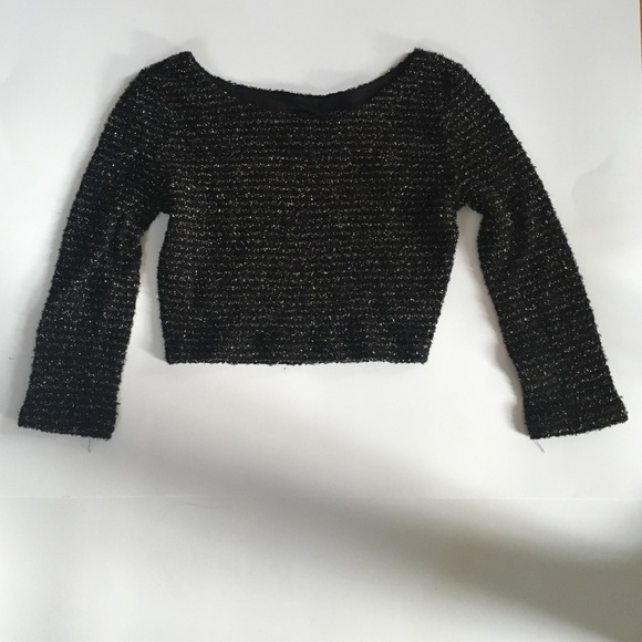 black and gold sparkly fuzzy crop top