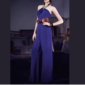 New Ted Baker deep purple halter-neck jumpsuit