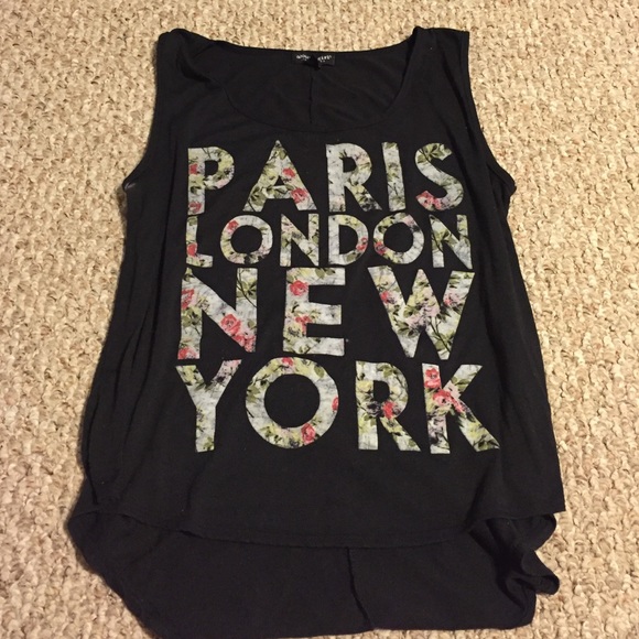 Black tank top with floral writing size L