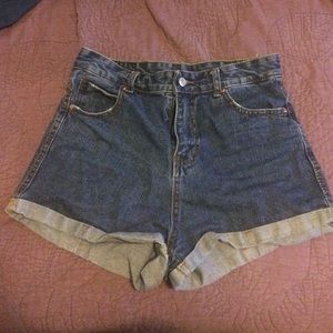 Dark Jean High Waisted Shorts