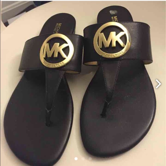 Leather black and gold MK sandals