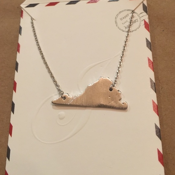 Dainty Silver Virginia State Necklace - Picture 2 of 2