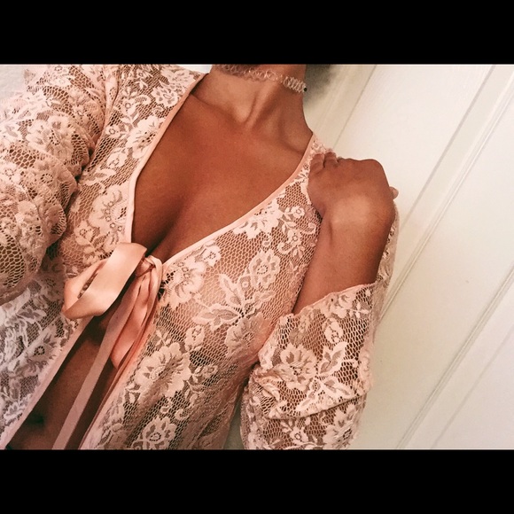 vintage pink lace babydoll robe/shawl