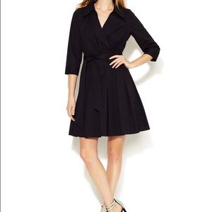 Pleated Stretch Cotton Wrap Dress