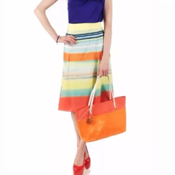 Ted Baker Multi colored Pleated Chiffon Full Skirt