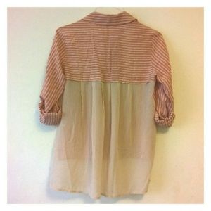 Mixed fabric Button Down