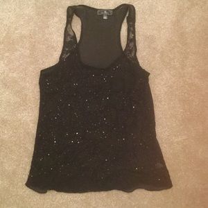 Cute mesh racer back sequin tank