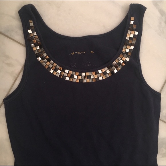 Navy embellished tank