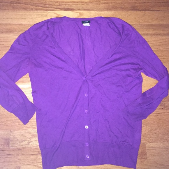 J Crew 3/4 sleeve lightweight purple cardigan