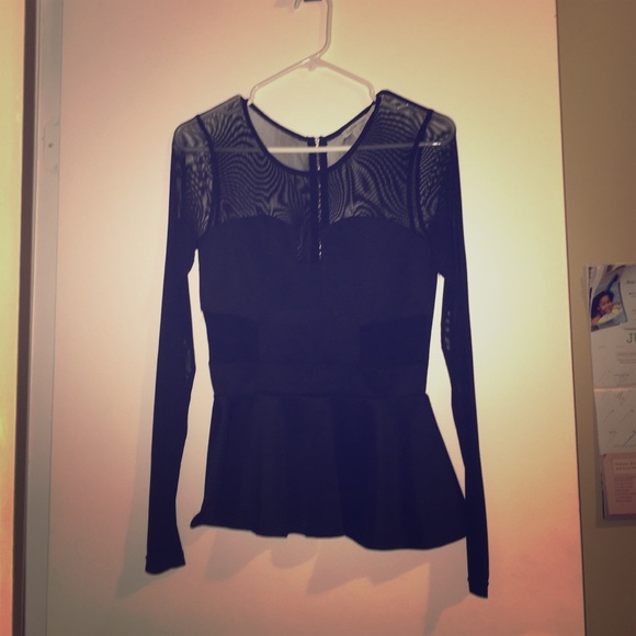 Mesh black peplum top