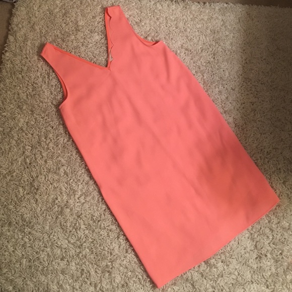 coral scalloped dress