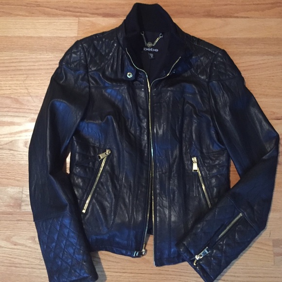 Bebe soft leather bomber-style jacket