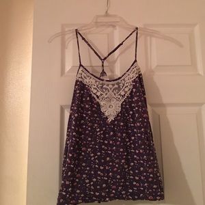 Purple flower lace tank