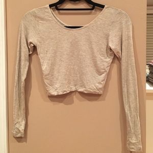 Cotton Spandex Jersey Long Sleeve Crop Top