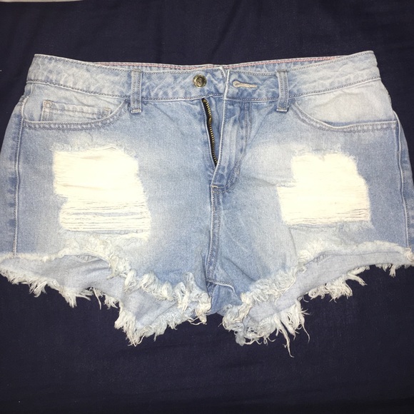 Ripped high waisted jean shorts