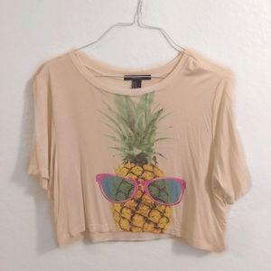 Forever21 Cropped pineapple graphic tee