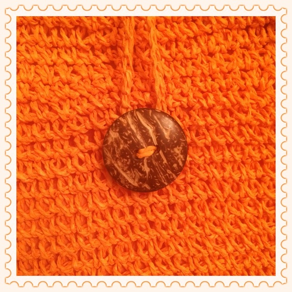 Orange raffia tote bag - Picture 2 of 2