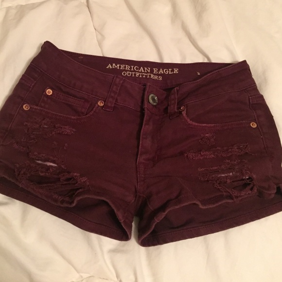 American eagle torn maroon shorts