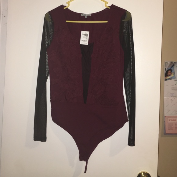 Burgundy & black bodysuit