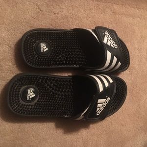 Adidas black and white sandals/ slides