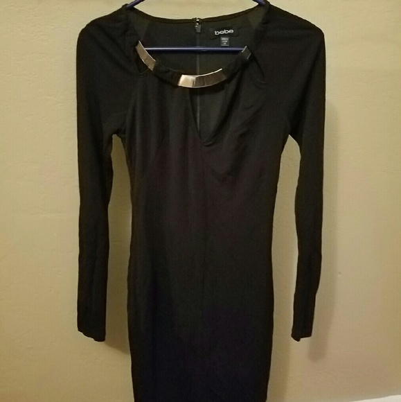 Bebe long sleeve bodycon with gorgeous neck detail