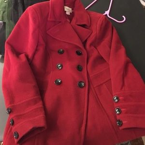 Cute red pea coat