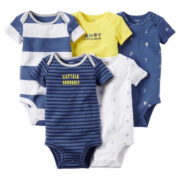 Preemie Baby Boys 5 Piece Carter/'s Bodysuits Captain Adorable Nautical Set New
