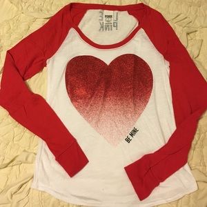 PINK Heart Baseball Tee