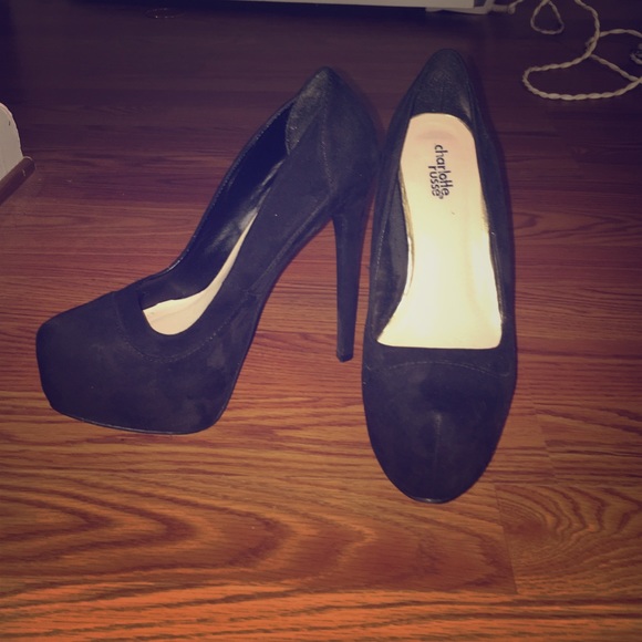 Black suede pumps